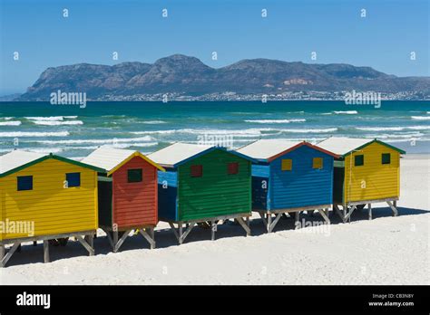 Colorful Beach Huts Muizenberg Western Cape South Africa Stock Photo