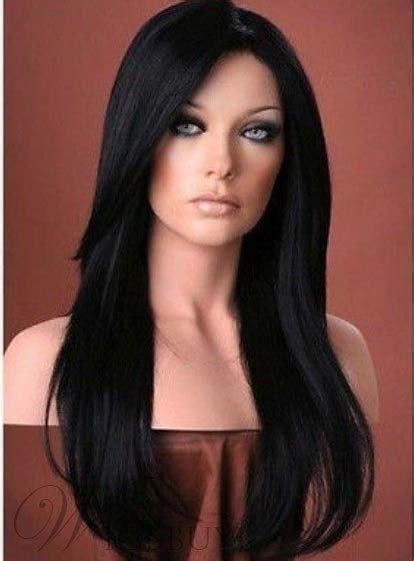 Amazed asian woman with long straight black hair standing with opened mouth in surprise and grabbing face, shocked by unbelievable news. Glamorous Womens Hair Wig 100% Indian Human Hair Long ...