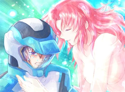 Yuuka Seisen Flay Allster Kira Yamato Gundam Gundam Seed Boy Girl Aqua Background