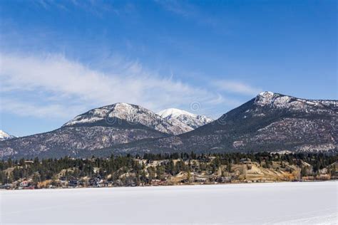 Invermere Canada March 17 2020 Life On Frozen Windermere Lake And