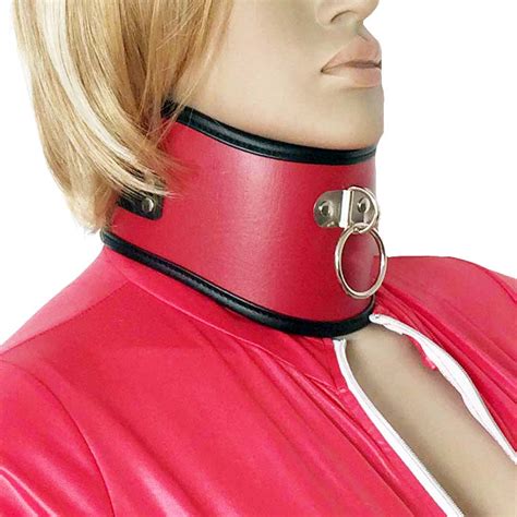 Aliexpress Com Buy Female Soft Red Leather Bondage Posture Collar With Black Trim Women
