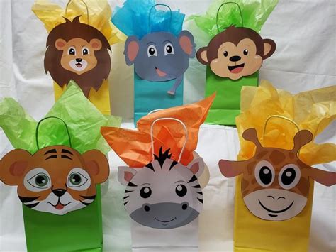 Jungle Safari Favor Bags Zoo Animals Birthday Treat Goodie Goody