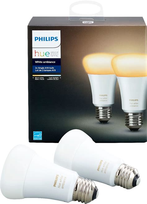 Best Buy Philips Hue White Ambiance A19 Wi Fi Smart Led Bulb 2 Pack