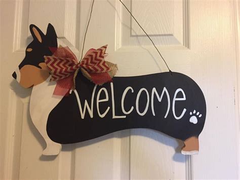 Corgi Door Hanger Dog Door Hanger Dog Wreath Corgi Wreath Etsy Dog