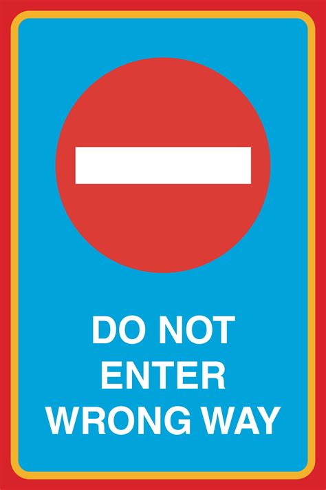 Do Not Enter Wrong Way Print No Entrance Road Street Driving Single