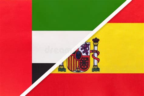 United Arab Emirates Or Uae And Spain Symbol Of National Flags From Textile Championship