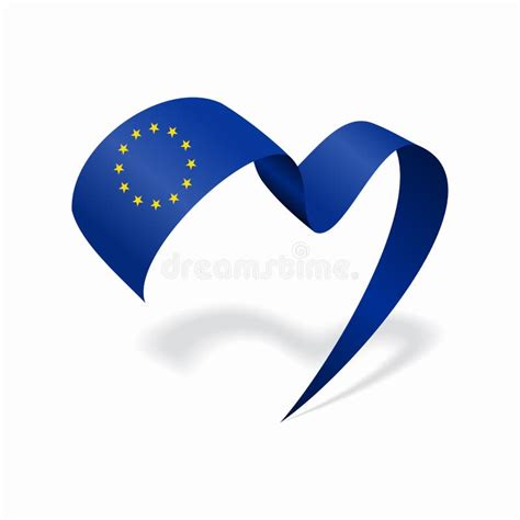 European Union Flag Heart Shaped Ribbon Vector Illustration Stock