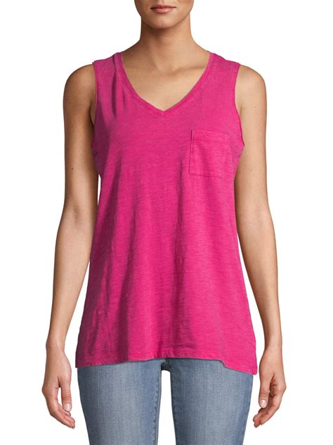 time and tru time and tru women s mineral wash pocket tank top