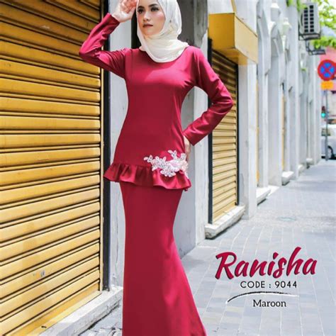 Mini Kurung Moden Baju Raya Cantik Maroon Dusty Green Navy Blue