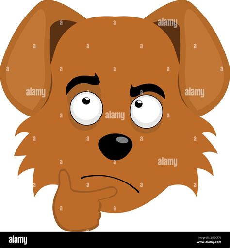 Vector Emoticon Illustration Of A Cartoon Dogs Face With A Thinking