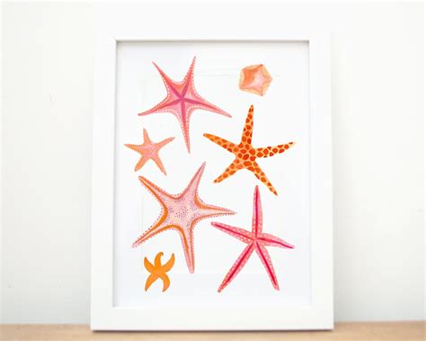 Starfish Print Wall Art Home Decor Etsy