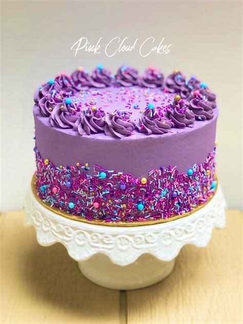 Purple Sprinkles Confetti Cake Purple Cakes Birthday Sprinkles Birthday Cake Pretty Birthday