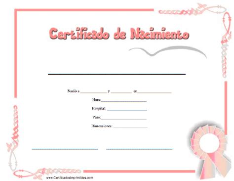 Certificado De Nacimiento Para Imprimir Los Certificados Gratis Para