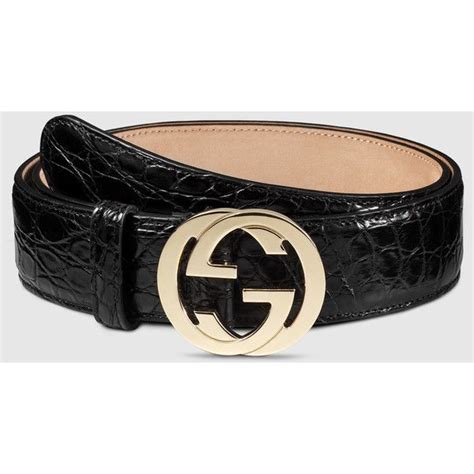Gucci Crocodile Belt With Interlocking G Buckle 1080 Liked On