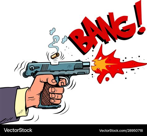Shot From A Gun Comic Style Attack Bullet Attack Vector Image
