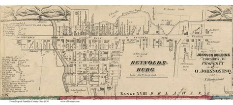 Reynoldsburg Ohio 1856 Old Town Map Custom Print Franklin Co Old Maps