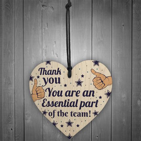 Thank You Ts For Colleagues Employee Wooden Heart Plaque Office Work
