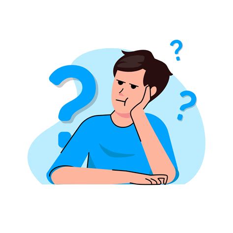 Thinking Man Character Question Mark Need Answer Concept Illustration