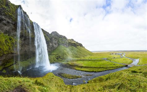 Iceland Sudurland Sejalandsfloss Waterfall Stock Photo