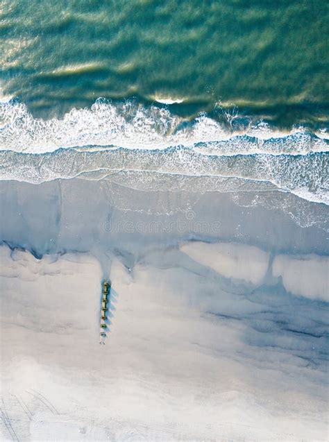 Aerial View Of Waves Splashing Sandy Beach Stock Image Image Of