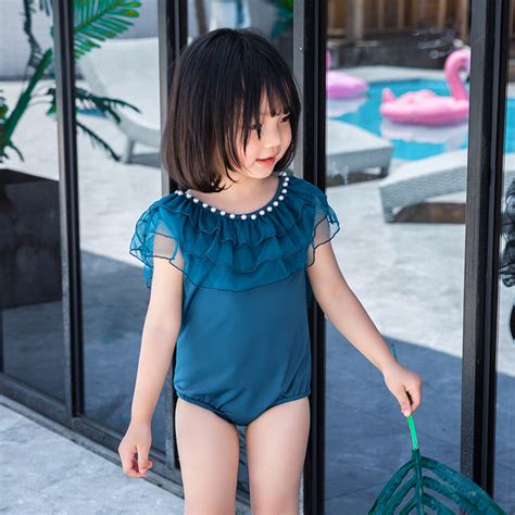 2019 Childrens Swimsuit Foreign Style Baby Lace Swimsuit Pearl Collar