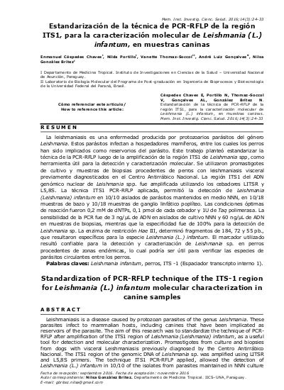 Estandarización de la técnica de PCR RFLP de la región ITS para la caracterización molecular