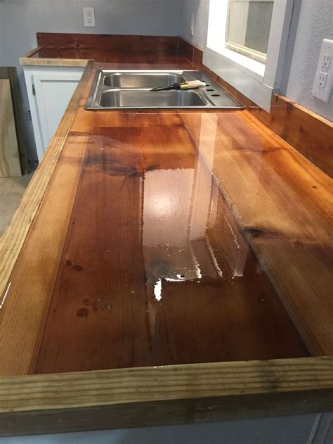 Reclaimed Wood Kitchen Countertops Sealed With Epoxy Diy Wood Countertops Wood Countertops