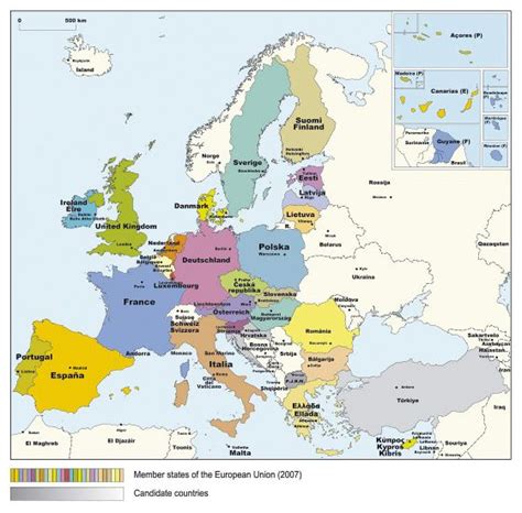 Map Of Member States Of The European Union Europe Mapslex World Maps