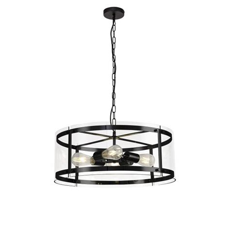 4 Light Ceiling Pendant Matt Black Clear Glass Lighting Company Uk