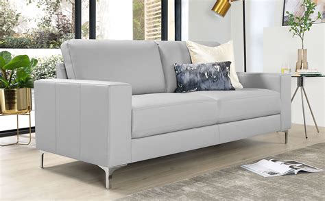 Baltimore Light Grey Leather 3 Seater Sofa Furniture Choice