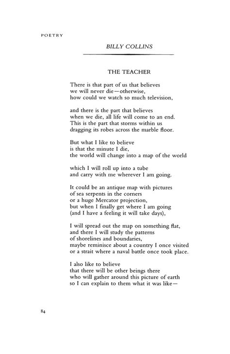 The Teacher By Billy Collins Poetry Magazine Prose Poetry Poetic