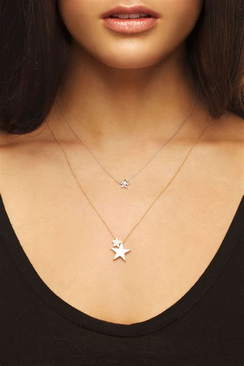 Diamond Star Necklace Small White Gold Natural Diamond Star Etsy