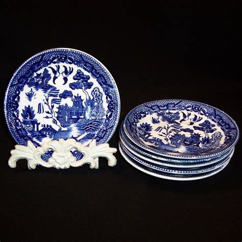 Set Of Six Blue Willow Saucer Plates Japan Ruths Redemptions