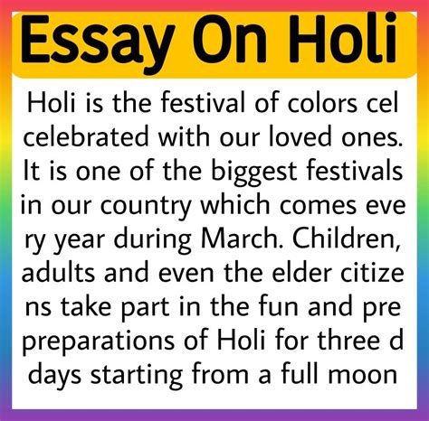 Holi Festival Essay Essay On Holi Festival For Students And Childrens