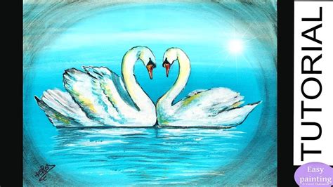 How To Paint Love Swans Romantic Heart Shape Painting Tutorial Step By