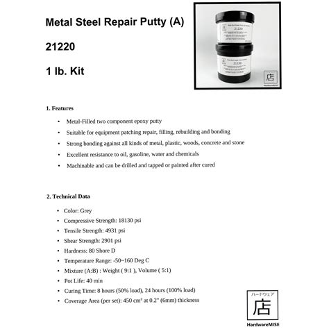 Metal Steel Repair Putty A 1 Lb Kit 21220 Epoxy Putty 2 Parts Resin