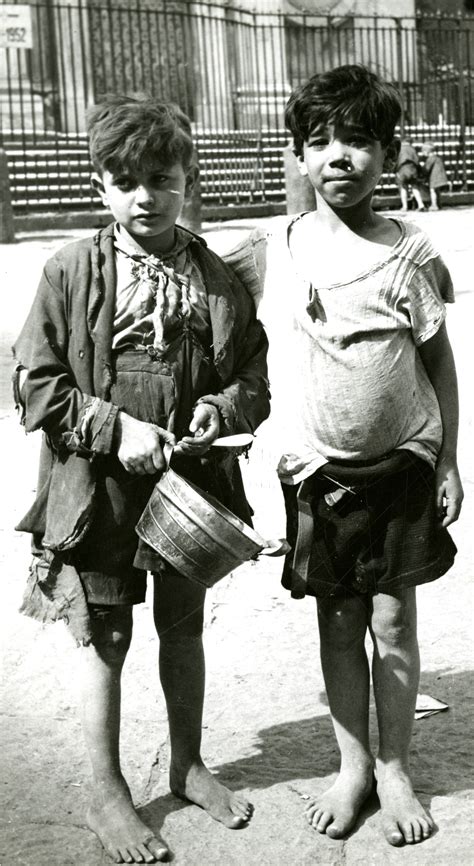 Two Barefoot Children Wearing Rags Probably Italy 1945 The Digital