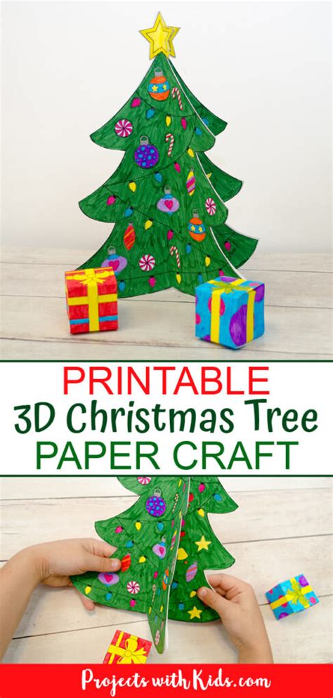 Printable 3d Christmas Tree Paper Craft Projects With Kids