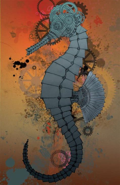 Steampunk Animal Wall Art Seahorse Large Art 11x17 Large Art Prints
