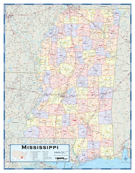 Mississippi Counties Wall Map