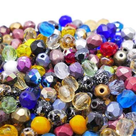 4mm Czech Faceted Round Glass Bead Mix 50pcs Beads And Beading Supplies From The Bead Shop
