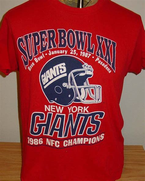 Vintage 1987 New York Giants Red Super Bowl Nfl Football T Shirt