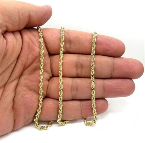 14k Yellow Gold 35mm Solid Rope Chain Diamond Cut Necklace Jawa Jewelers