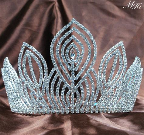 Fantastic Large 525″ Pageant Tiaras Handmade Brides Crowns Clear