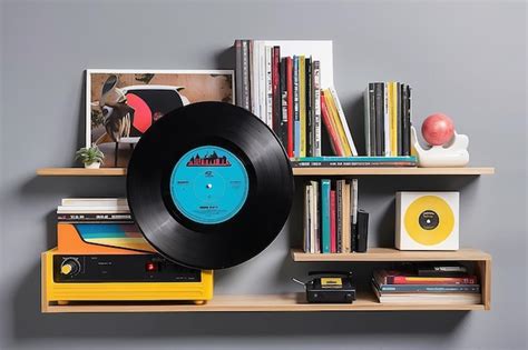 Premium Ai Image Retro Vinyl Record Wall Shelf
