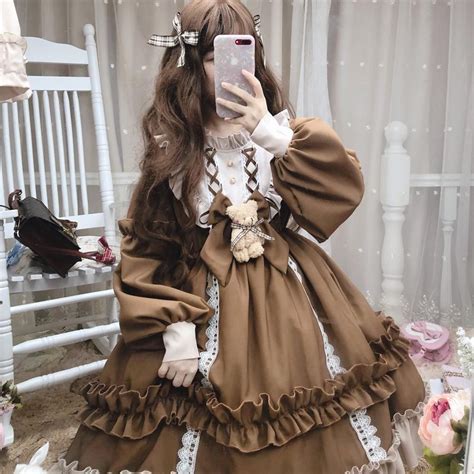 Alice In Wondaland Carina Donne Lolita Op Dress 4 Caffè 40 55 Kg