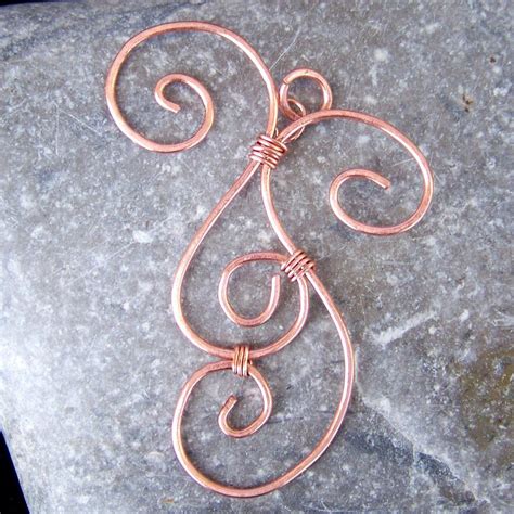 Hammered Copper Wire Pendant Copper Wire Jewelry Hammered Metal