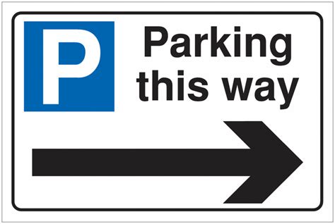Car Park Navigation Signs Parking This Way Right Arrow Seton