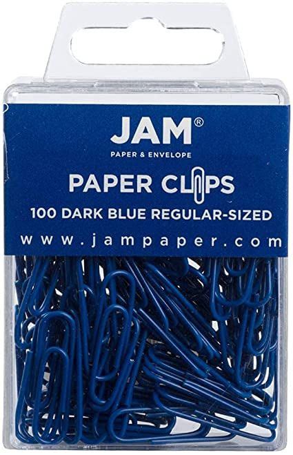 Jam Paper Colorful Standard Paper Clips Regular 1 Inch Dark Blue