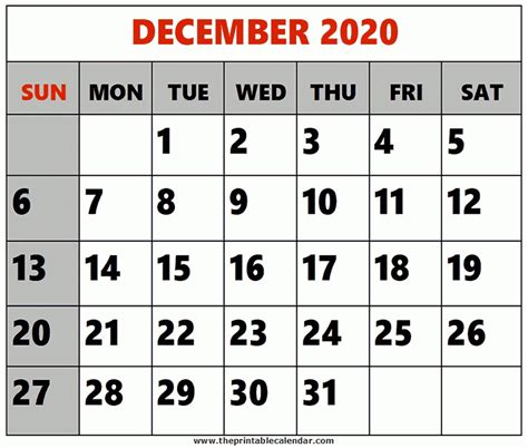 Free Printable Calendar December 2020 Landscape Month Calendar Printable